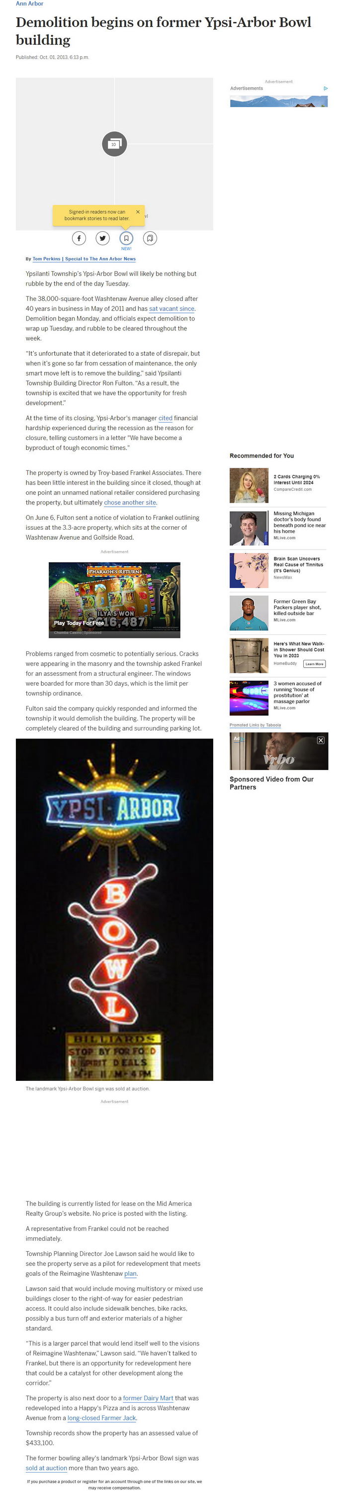 Ypsi-Arbor Lanes - 2013 Article From Mlive